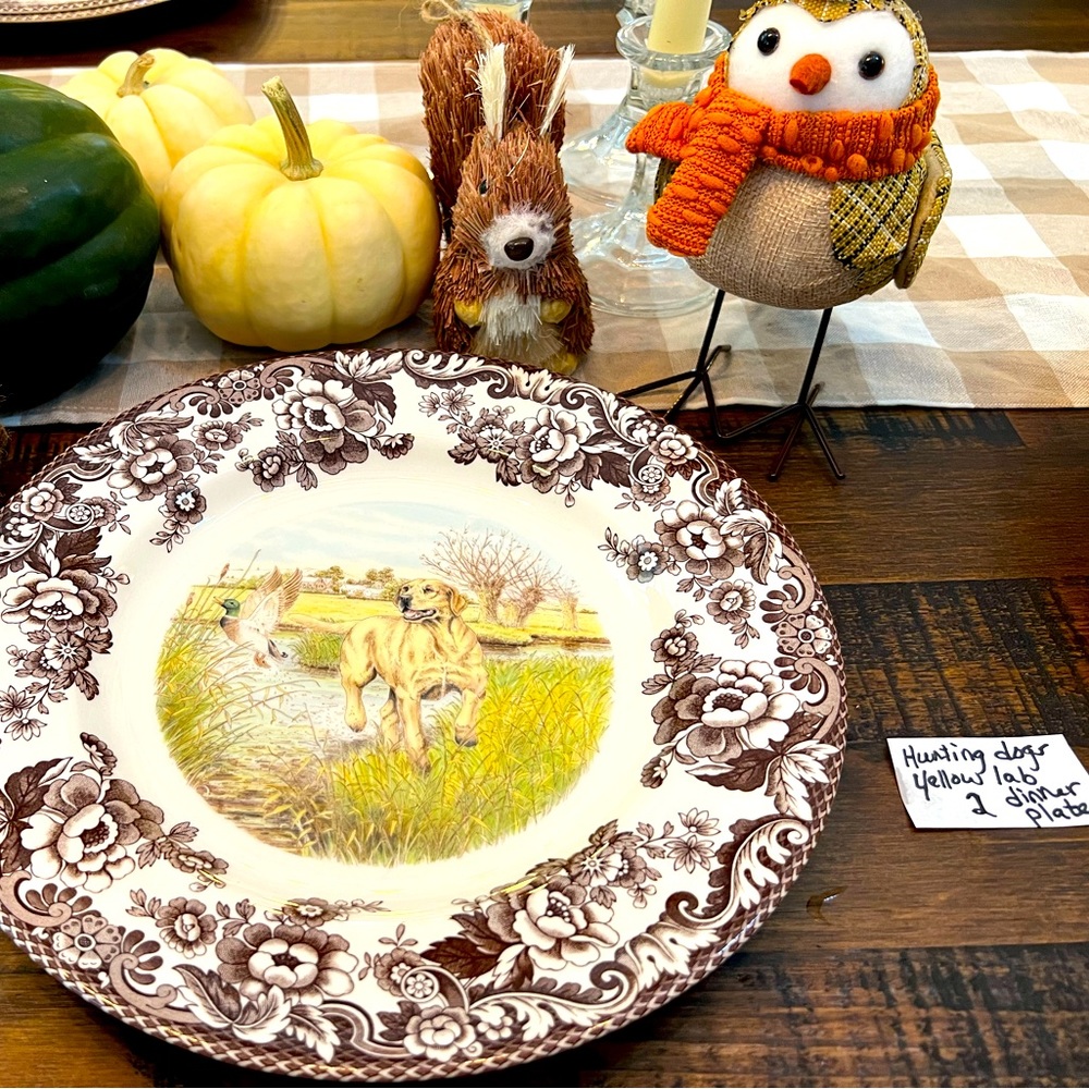 Spode Woodland Hunting Dogs Yellow Labrador Dinner Plate- Never Used!